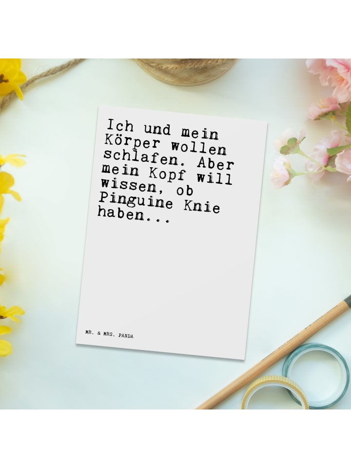 Mr. & Mrs. Panda Postkarte Ich und mein Körper... mit Spruch in Weiß günstig kaufen onesize