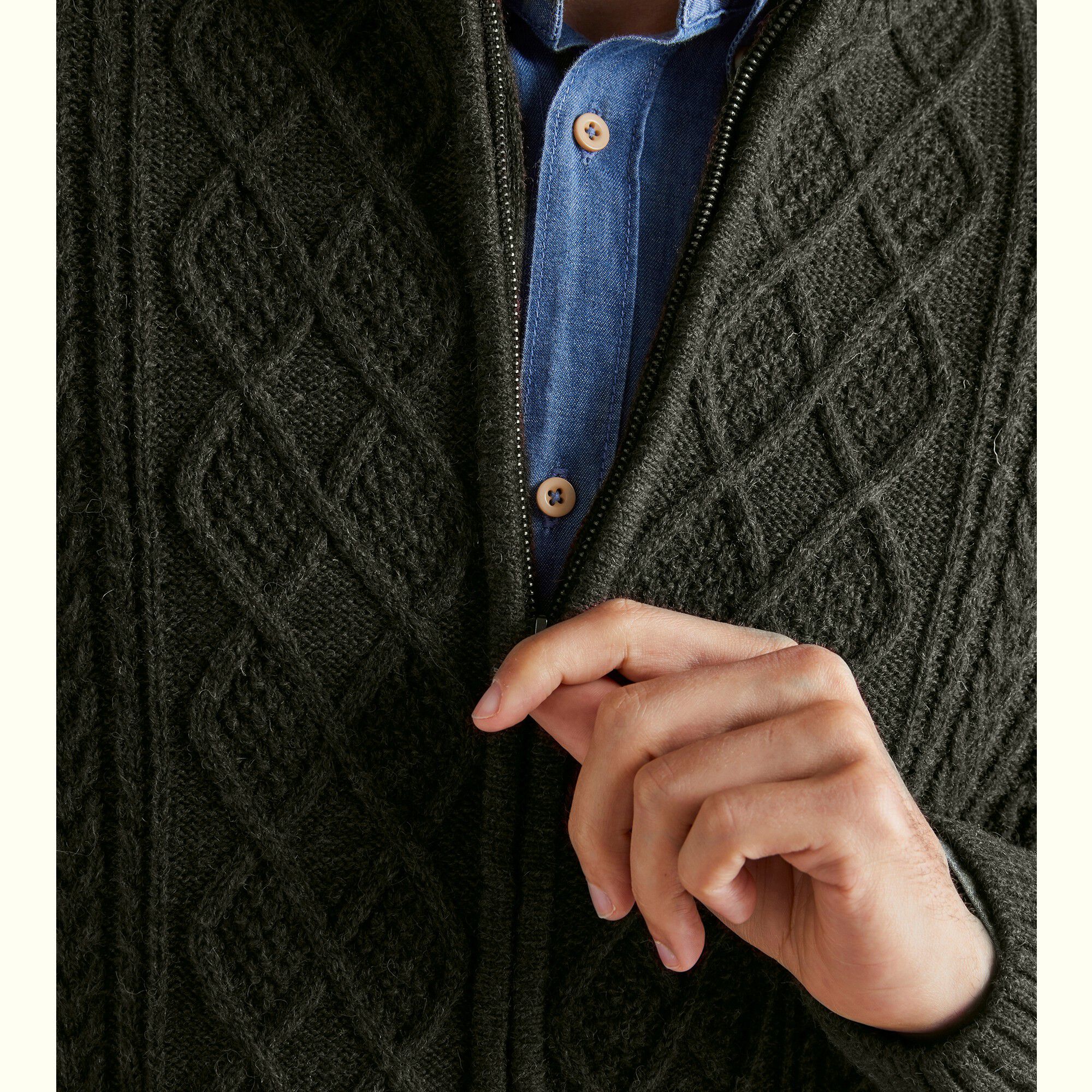Gilet zippé maille irlandaise