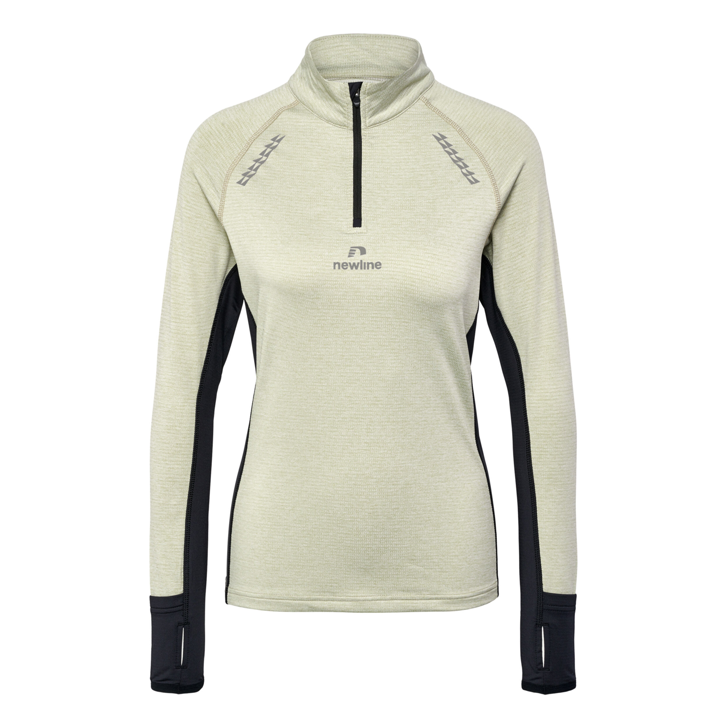 Mesa Half-Zip Lauftop Damen - Beige, Schwarz
