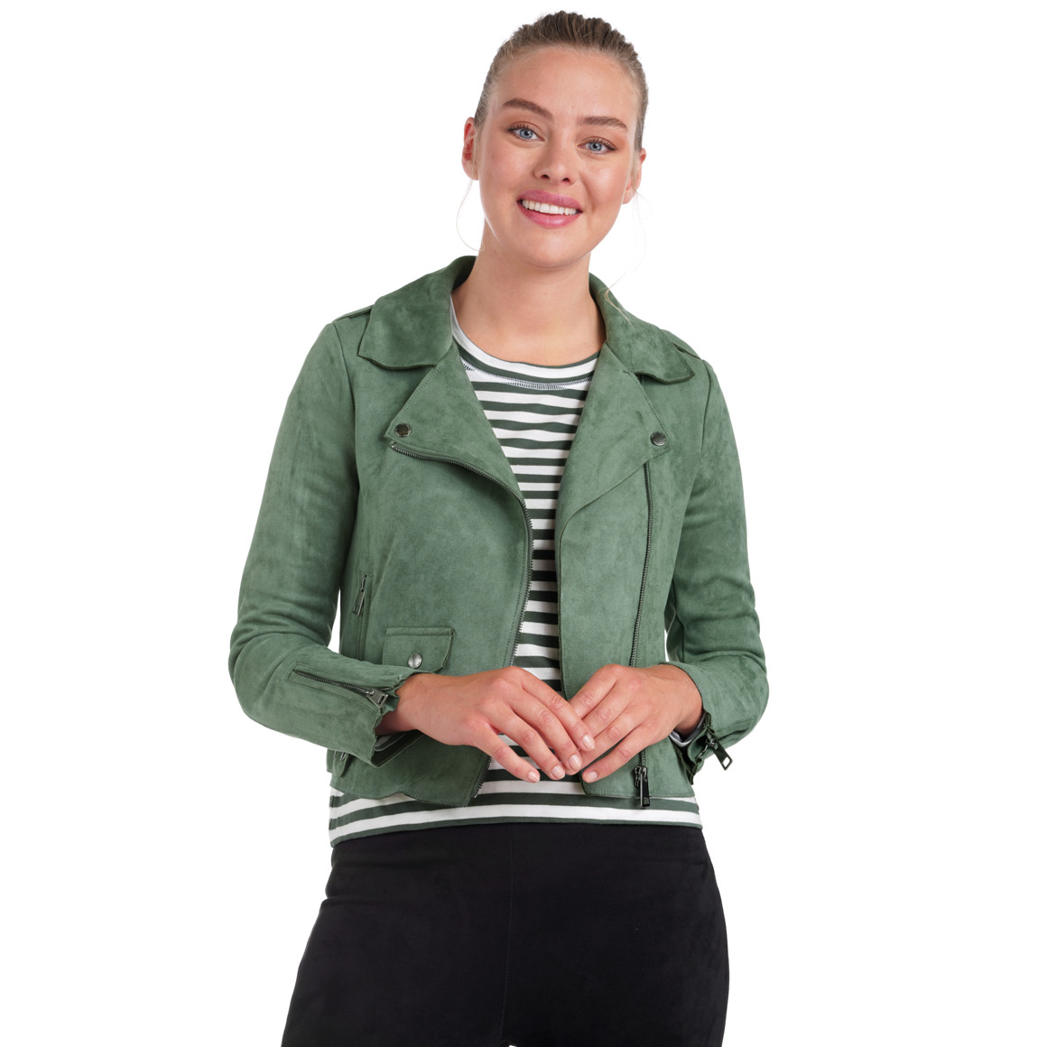 Damen Velours-Bikerjacke mit Reißverschluss