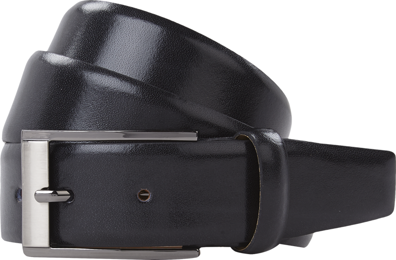 Ledergürtel mit Dornschließe in Chrom-Optik in schwarz