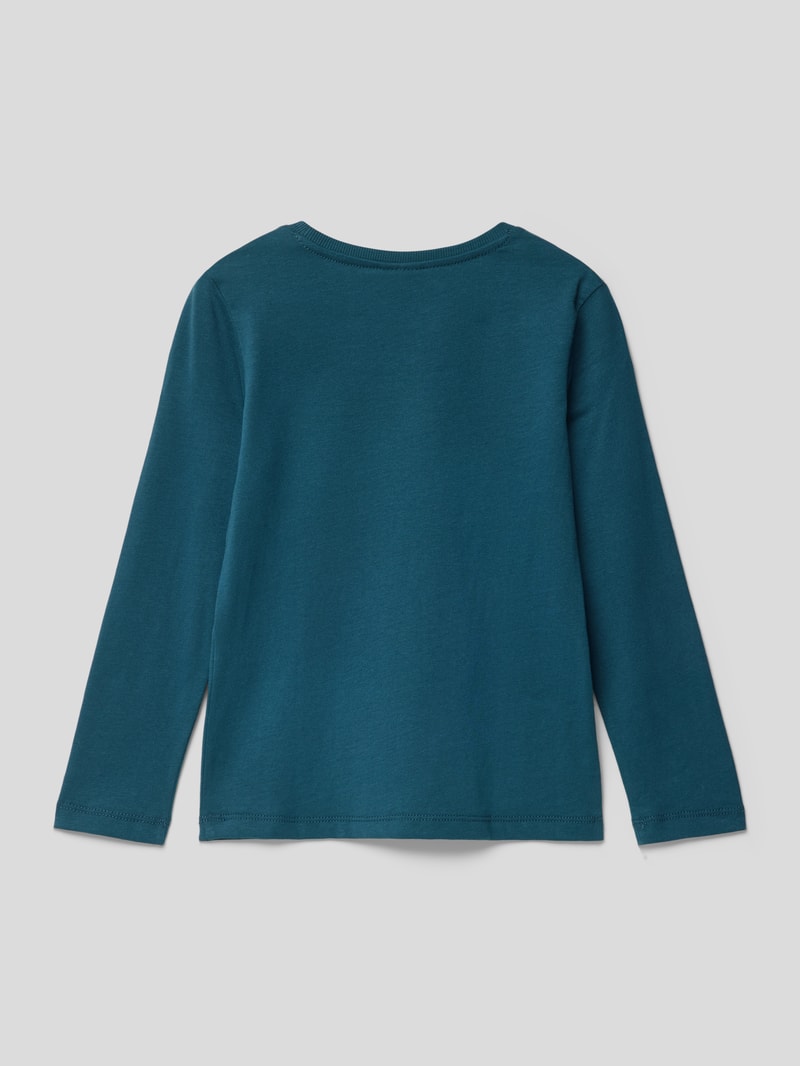 Longsleeve mit Motiv-Print Modell 'Back to School' in dunkelgrün