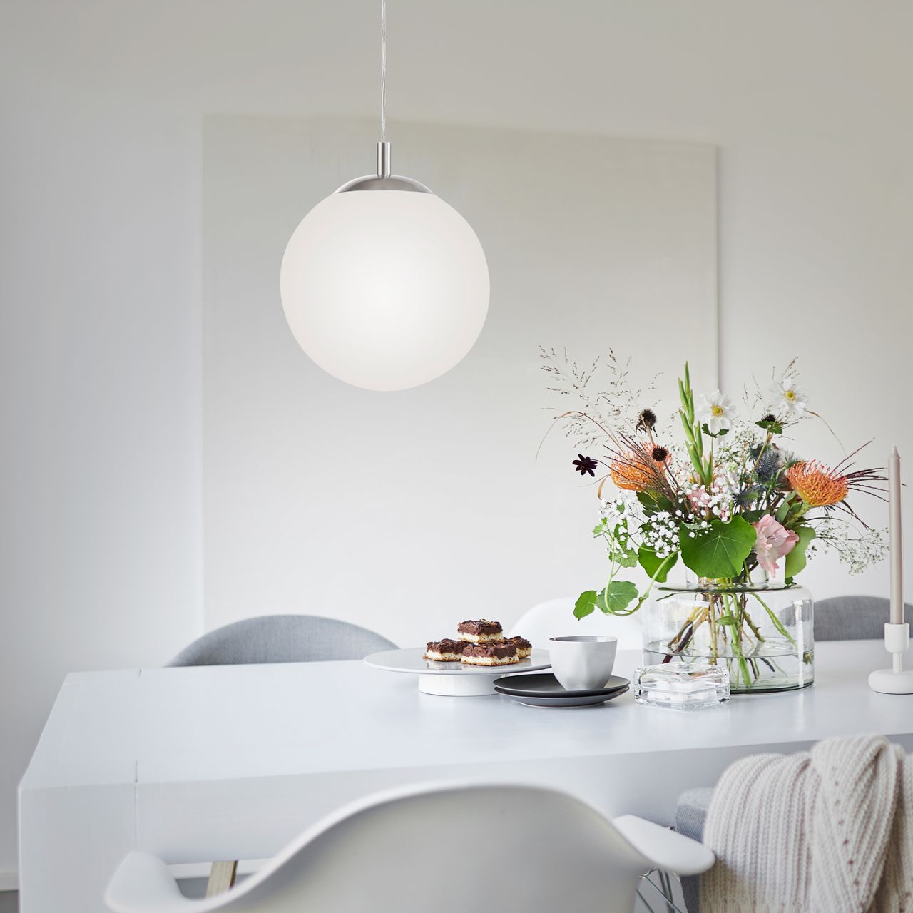 JUST LIGHT Pendelleuchte mit MIKA Leuchtmittel 1xE27/10Watt/2700-5000K, Ø25cm, IP20, Stahl