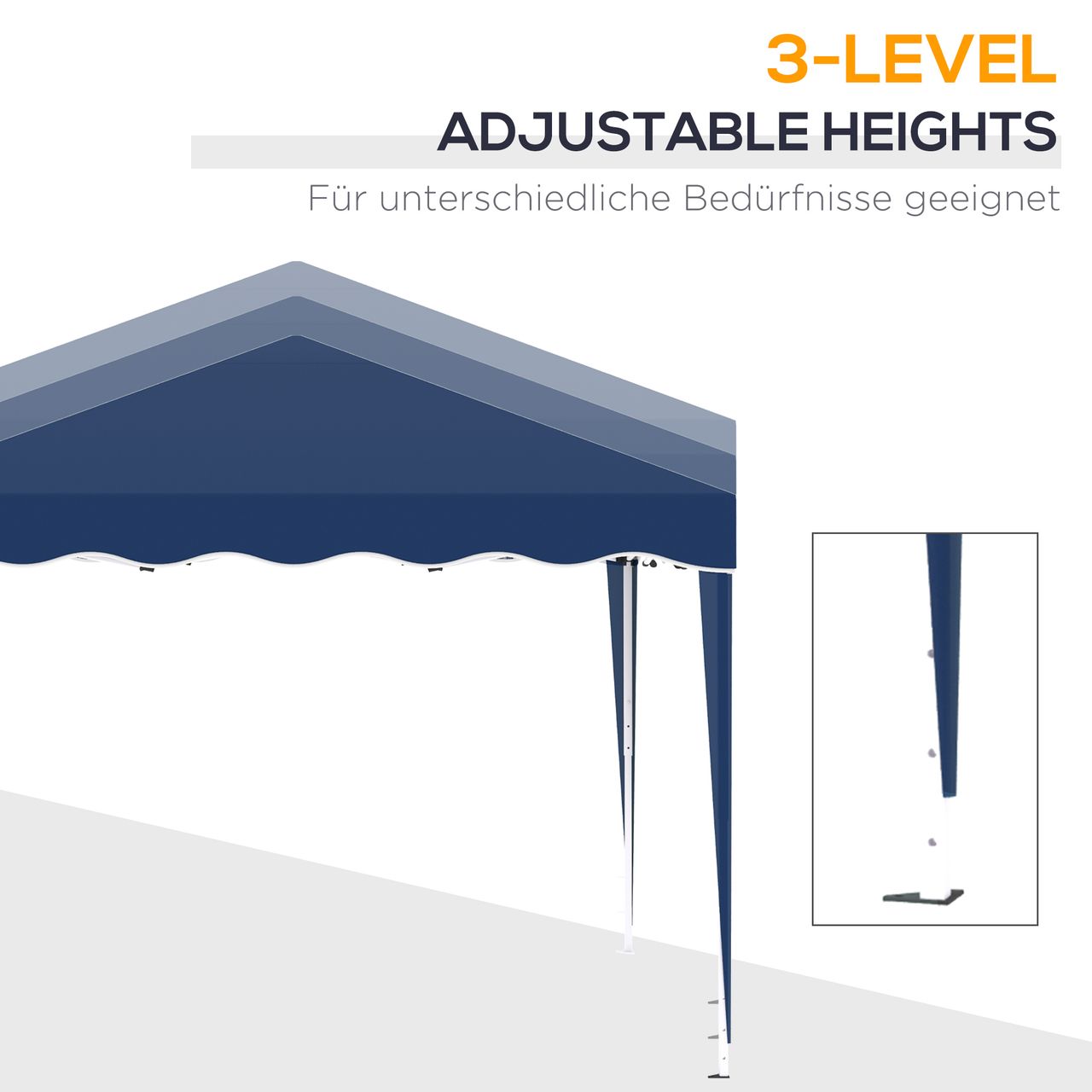 Outsunny Faltpavillon Pavillon 3 x 3 m Gartenpavillon faltbar Partyzelt höhenverstellbar Gartenzelt mit Transporttasche UV-Schutz Stahl Oxford Blau