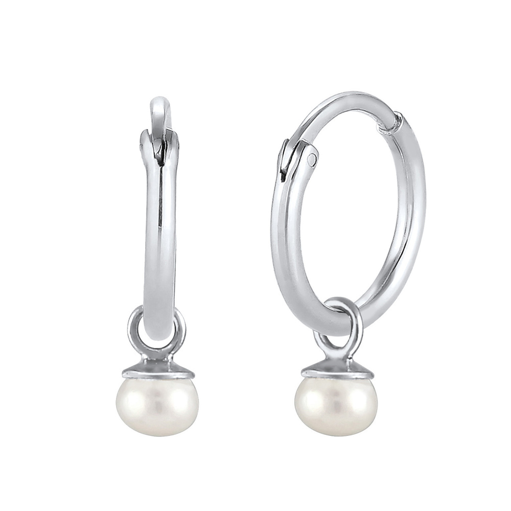 Elli PREMIUM Elli PREMIUM Boucles d'Oreilles Femmes Créoles Intemporel Fin Tendance avec Perle Boucles d'oreilles
