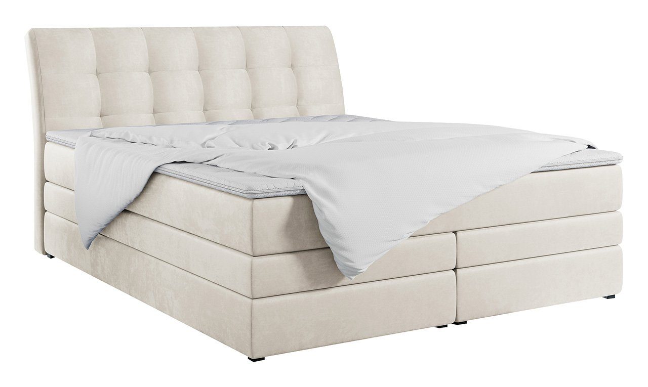 MKS MÖBEL Boxspringbett GOLD 10 KING, Polsterbett mit Bettkasten und Zwei Matratzen - Stauraumbett