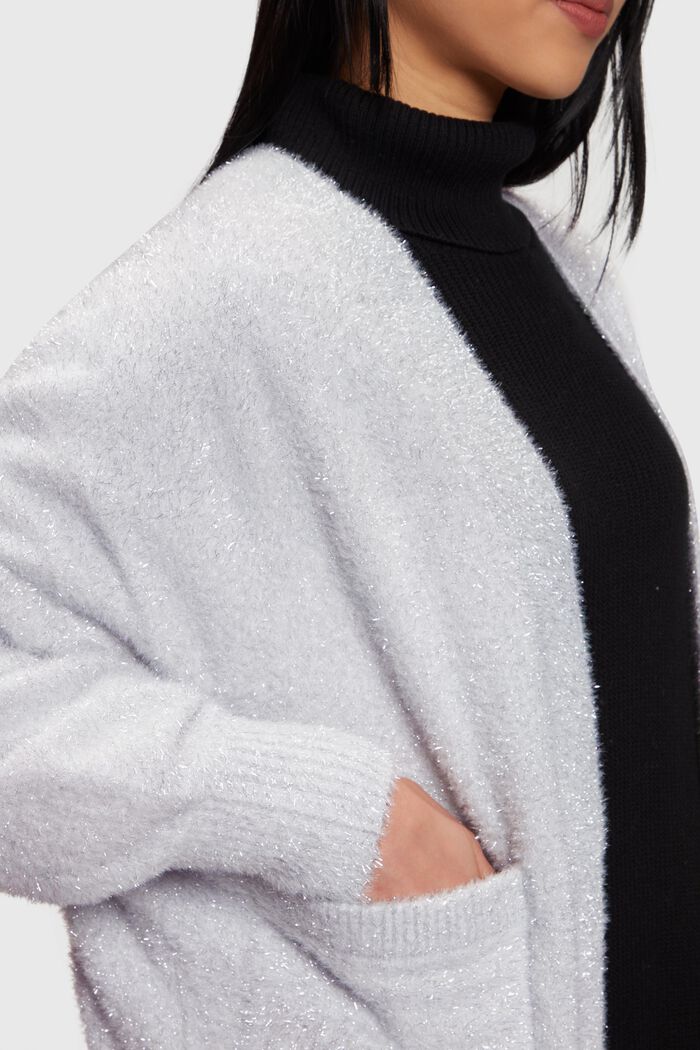 Flauschiger Oversize-Cardigan in Metallic-Optik