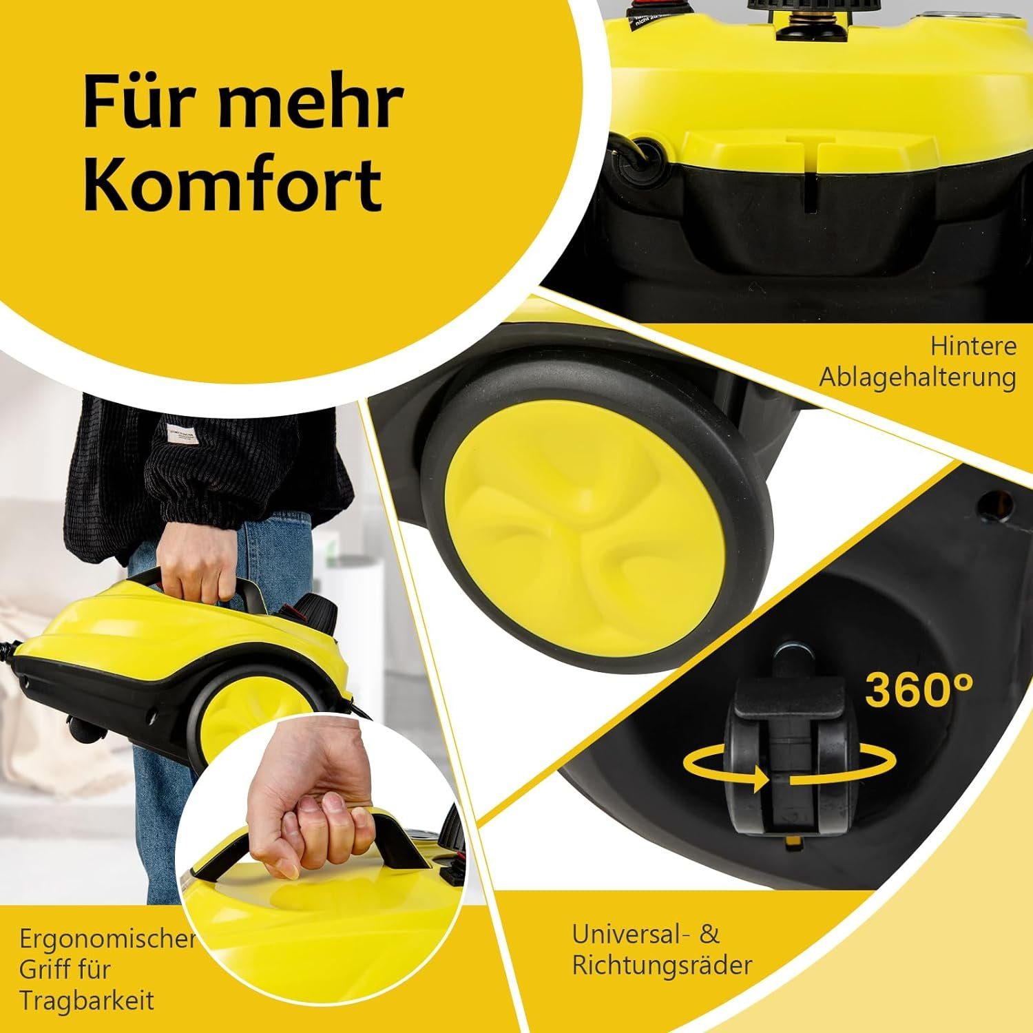 KOMFOTTEU Dampfreiniger, 2000,00 W, 1,8 L Wasserkapazität