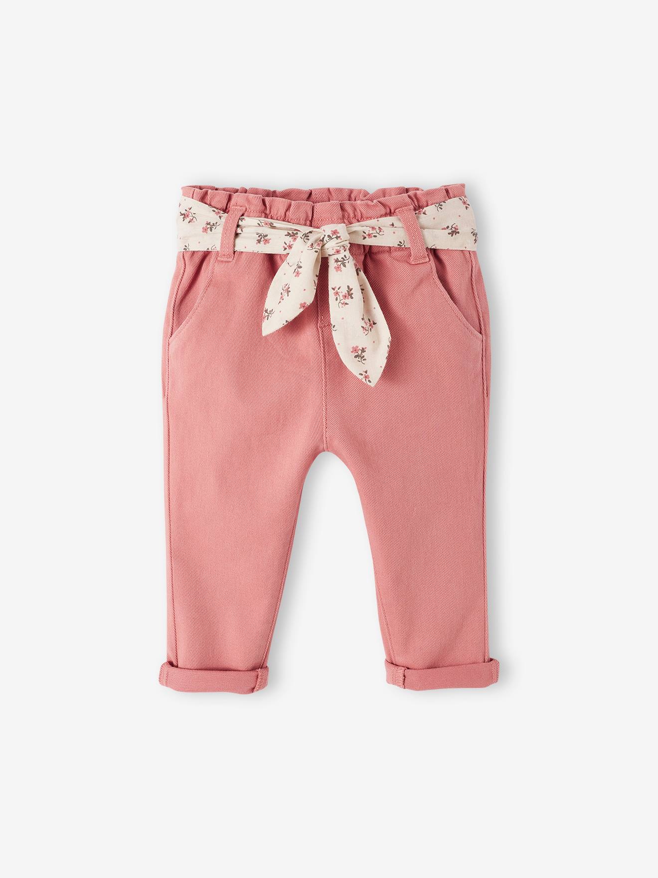 Vertbaudet Baby Hose mit Stoffgürtel - braun