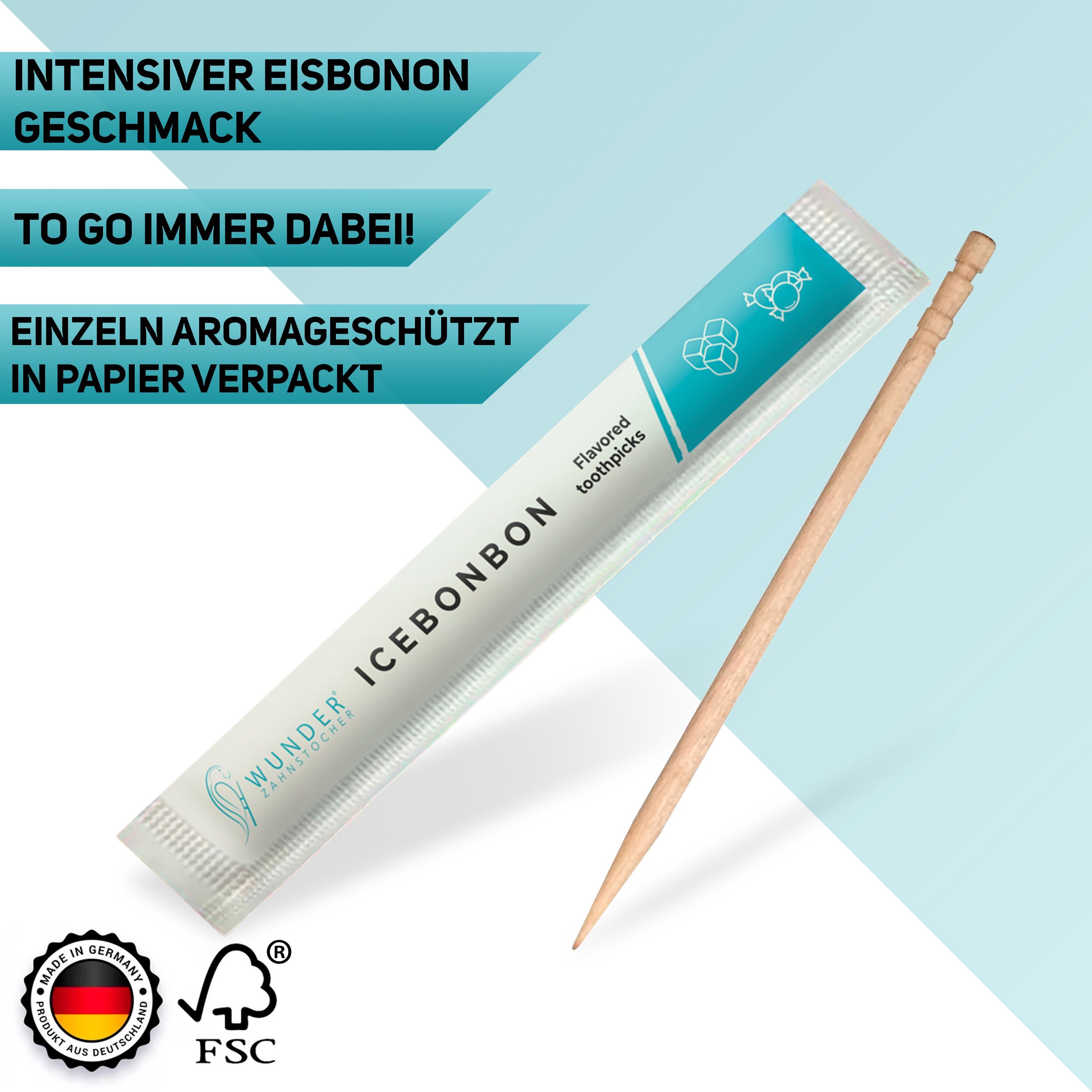 Wunder Zahnstocher Mundpflegecenter Wunder Zahnstocher - 100er Set Eisbonbon Einzeln Verpackt