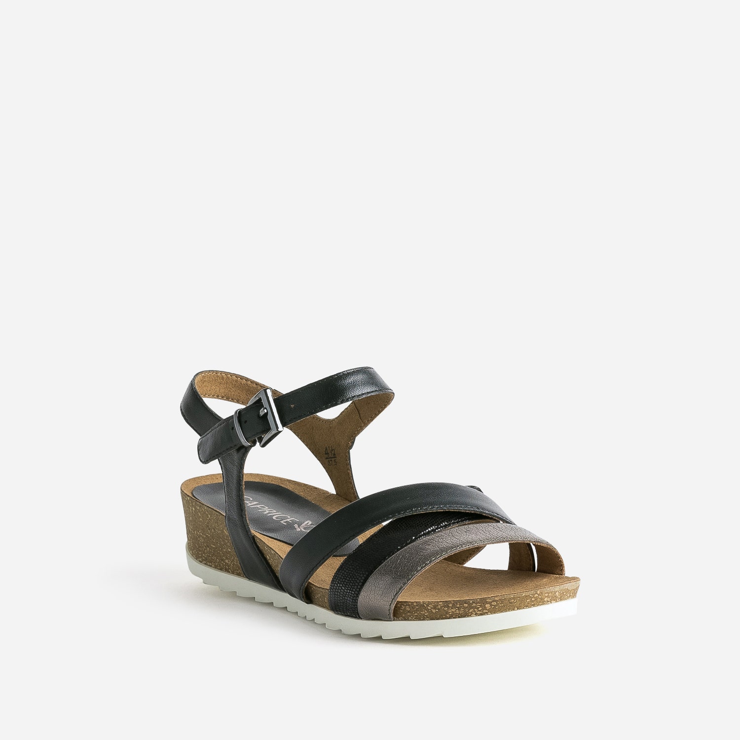 Sandale compensée CAPRICE noire et bronze