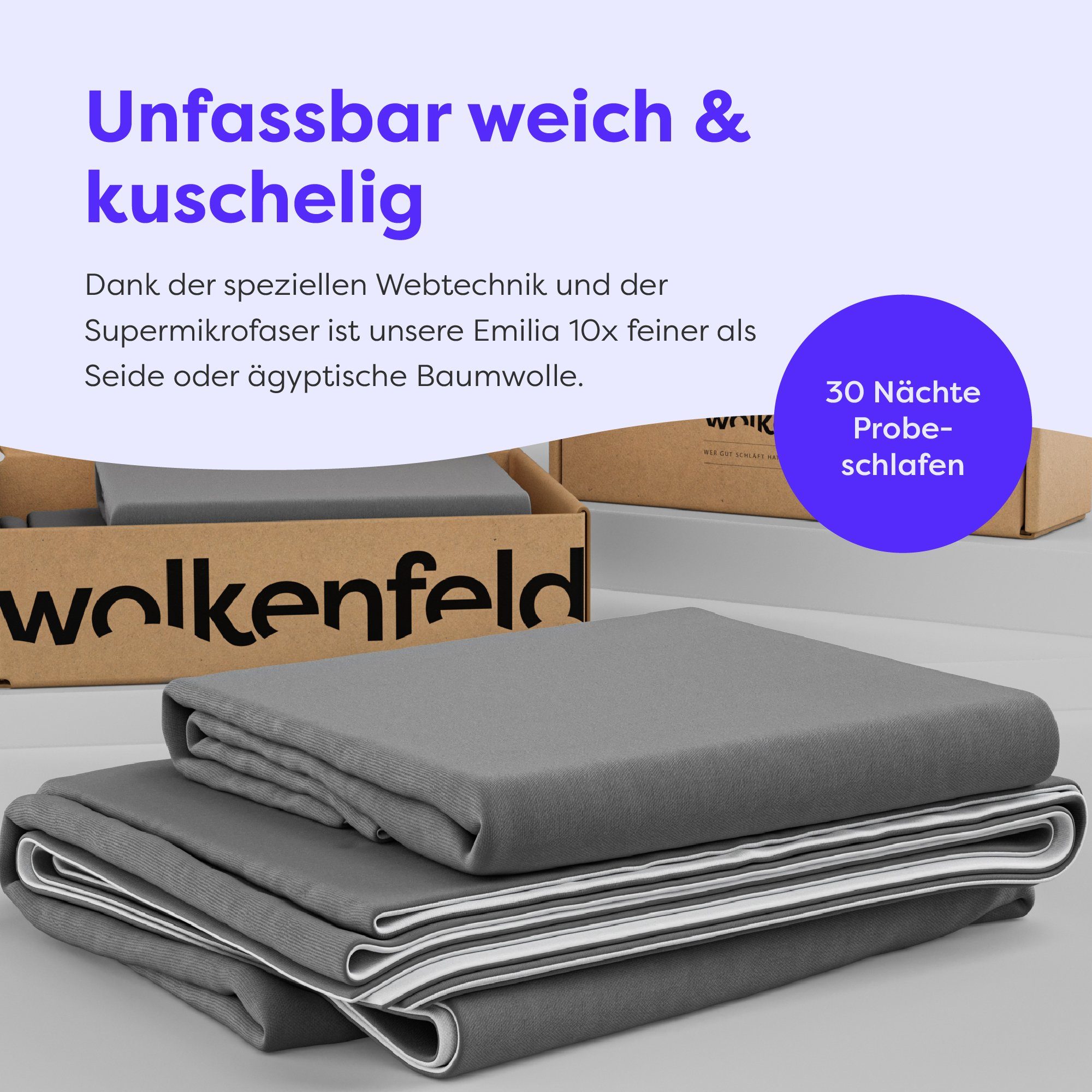 Bettwäsche Mikrofaser - Allergiker Bettwäsche einfarbig - unfassbar weich, Wolkenfeld, Mikrofaser, 4 teilig, 135x200 cm, 155x200 & 155x220 I inkl. 2x Kissenbezüge 80x80 I Uni