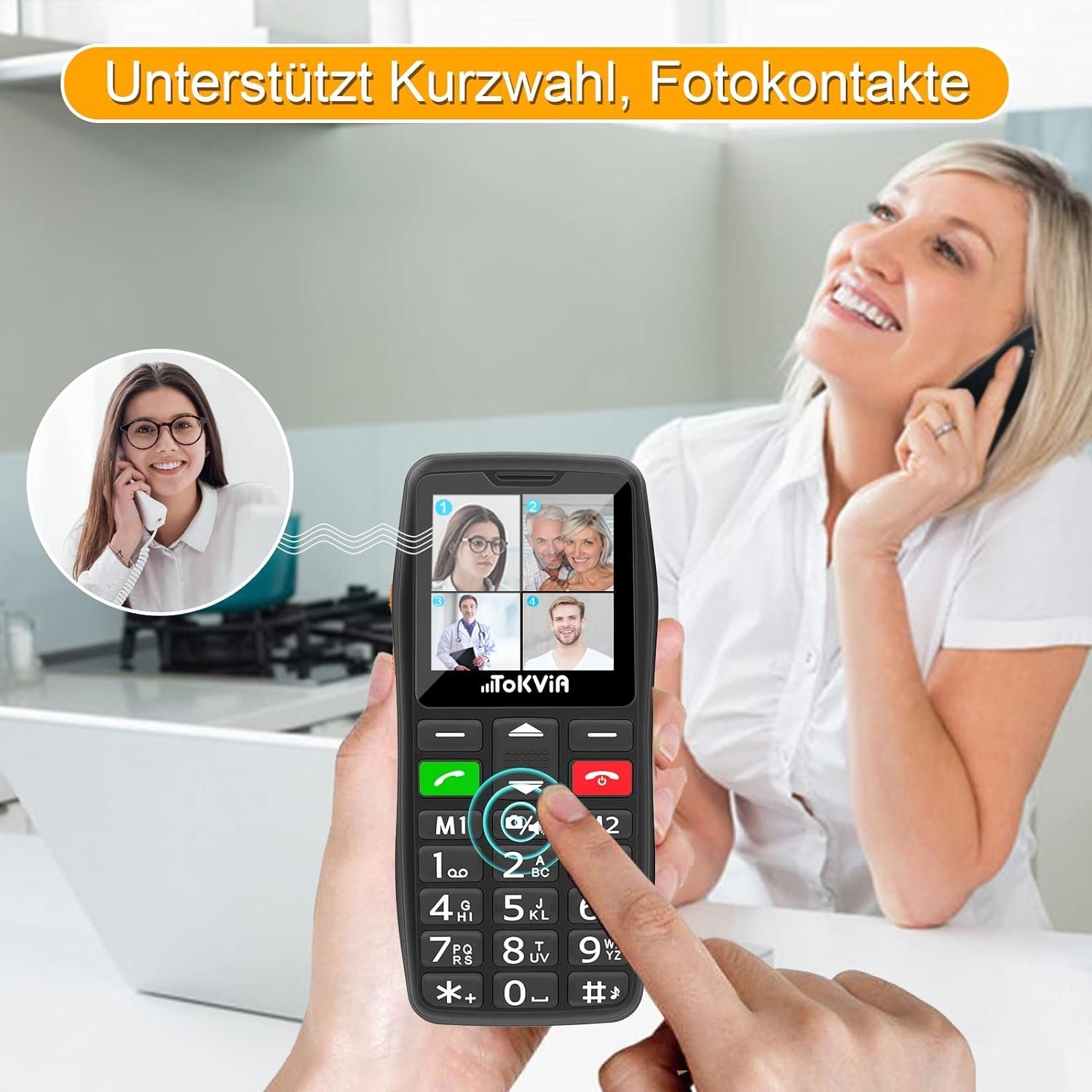 TOKVIA Seniorenhandy T102 GSM Handy m.großen Tasten Notruftaste ohne ertrag Seniorenhandy (64 GB Speicherplatz)