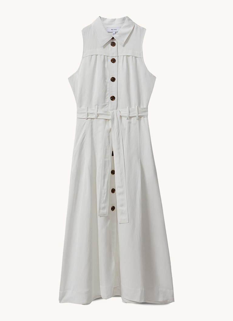 Rochie midi Reiss Heidi din amestec de in cu curea legată