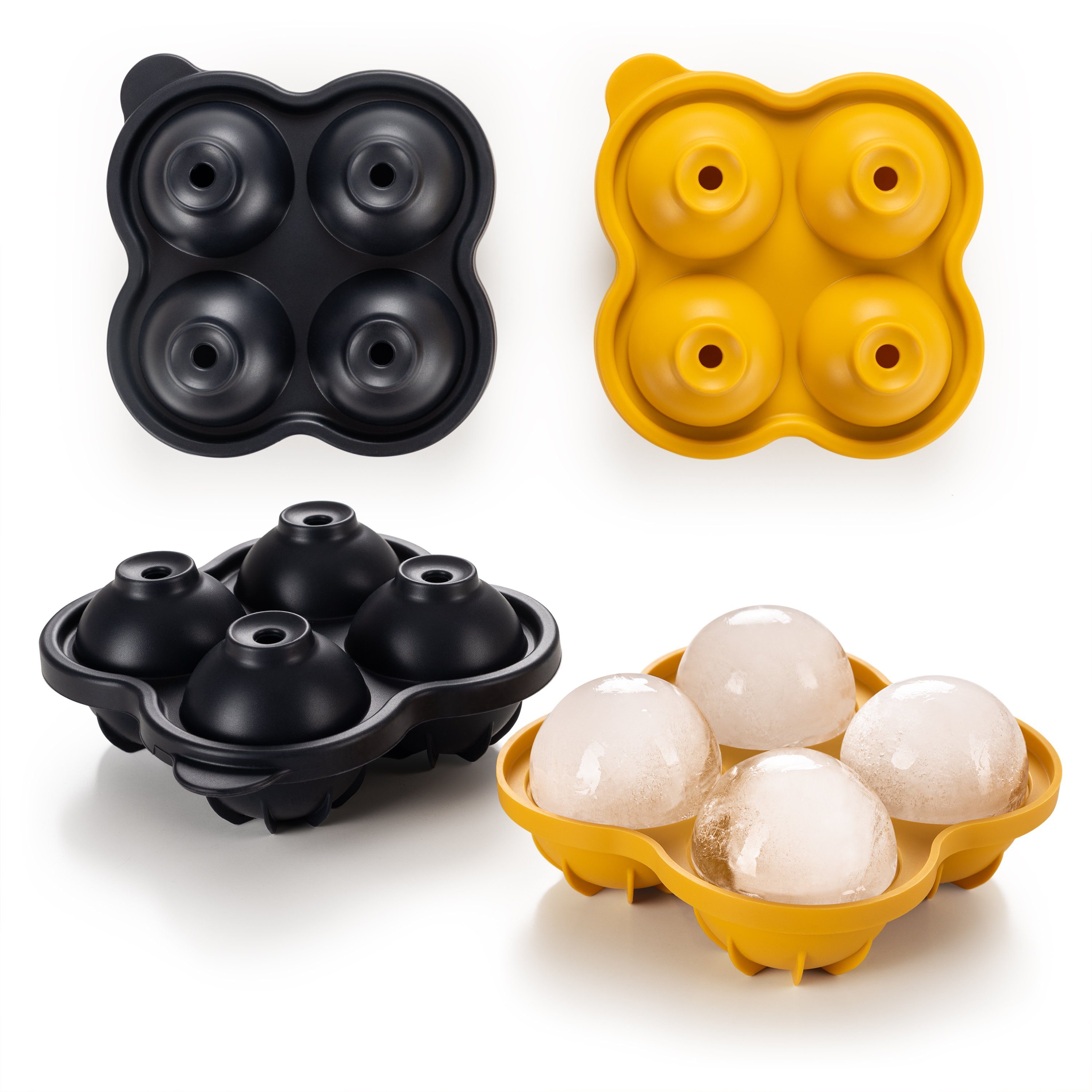 Blumtal Eiswürfelform Eiswürfelform Silikon Kugeln - Kugelgröße XXL, 2x4er Pack, Eiskugelform BPA frei, Leichtes Herauslösen der Eiswürfel