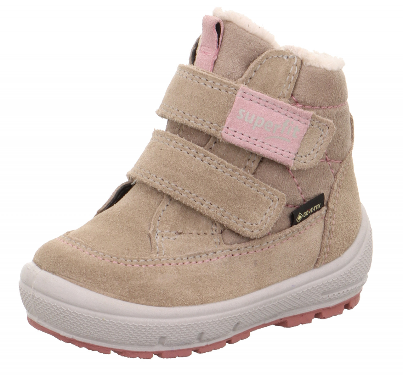 GROOVY - Beige/Rosa Boots mit Klettverschluss