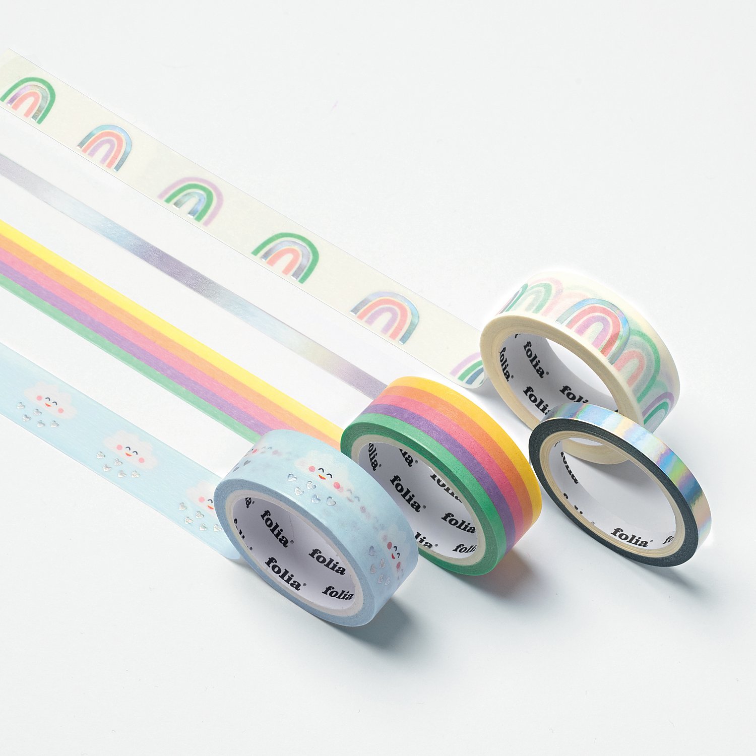 folia Deko-Tapes Regenbogen, 5–15 mm, 20 m