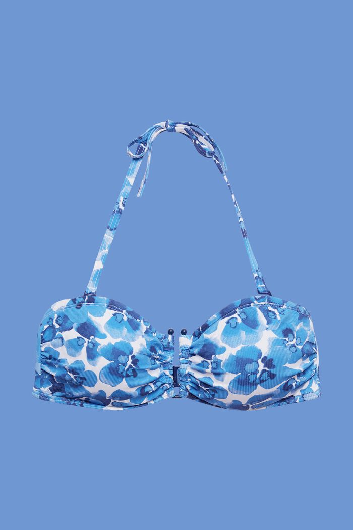 Wattiertes Bandeau-Bikinitop mit Print