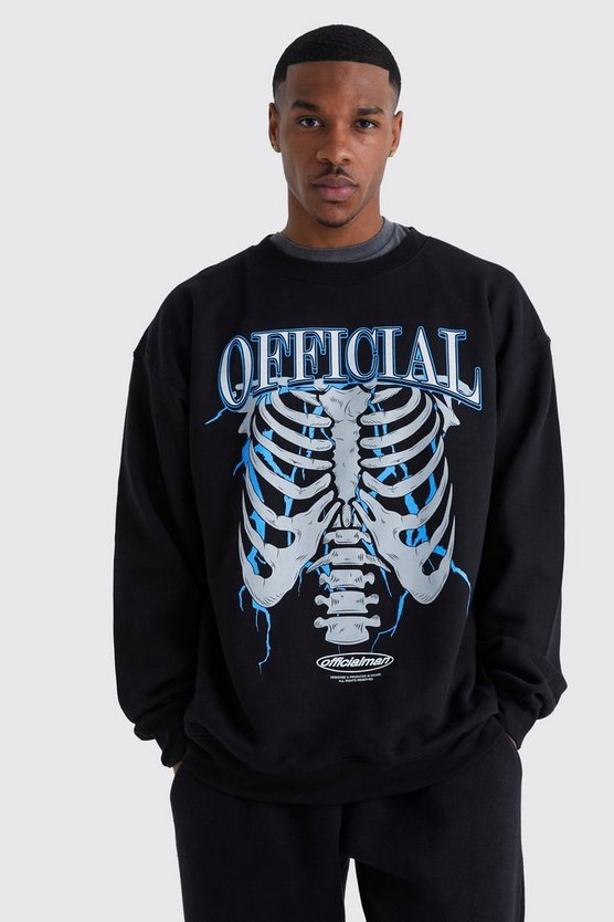 Oversize Sweatshirt mit Skelett-Print