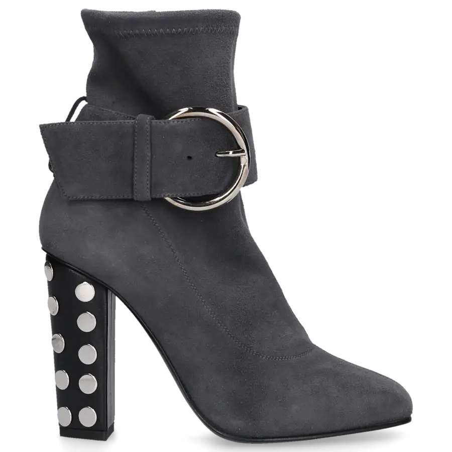 Giuseppe Zanotti - Stiefeletten Kalbsleder Veloursleder Nieten grau - grau