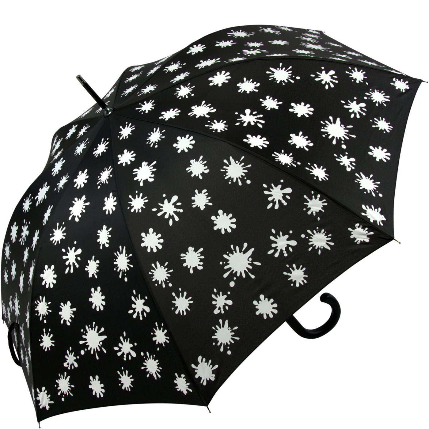iX-brella Langregenschirm iX-brella Damenschirm mit Automatik und Wet Print, Farbänderung bei Nässe - Farbkleckse neon-grün