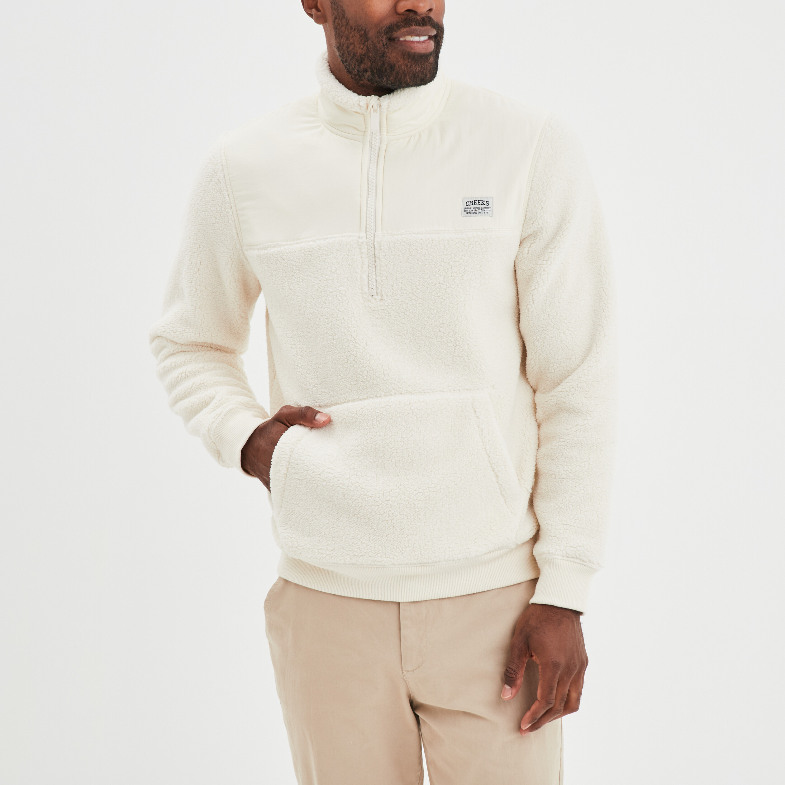 Sweat camionneur polaire Creeks blanc homme | La Halle