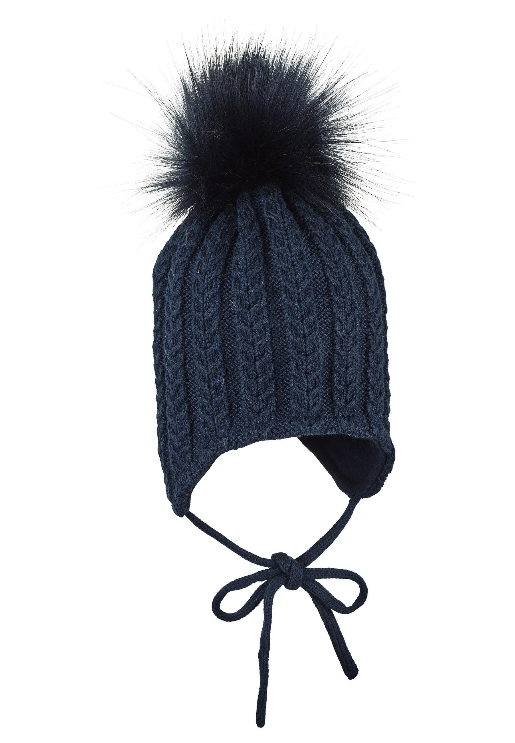 Strickmütze Baby mit Pompon und Zopfmuster