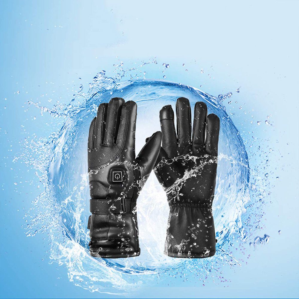Bedee Fahrradhandschuhe Beheizte Handschuhe für Herren Damen 4000mAh Beheizte Lederhandschuhe (für Radfahren, Snowboarden, Skifahren, Winddicht, Atmungsaktiv) Beheizbare Handschuhe Fahrrad Motorrad Winterhandschuhe Ski Handschuhe