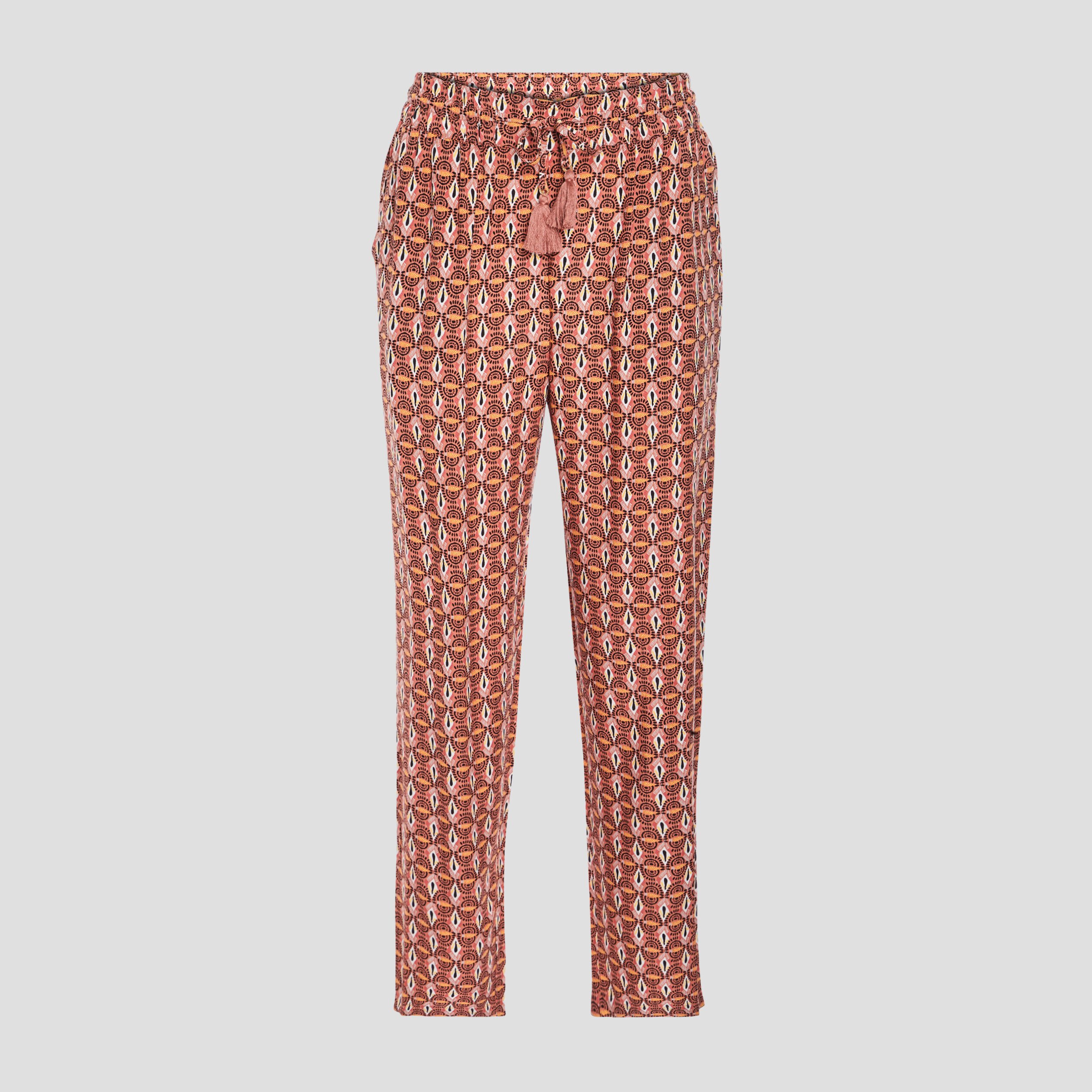 Pantalon droit fluide à pampilles vieux rose femme | La Halle