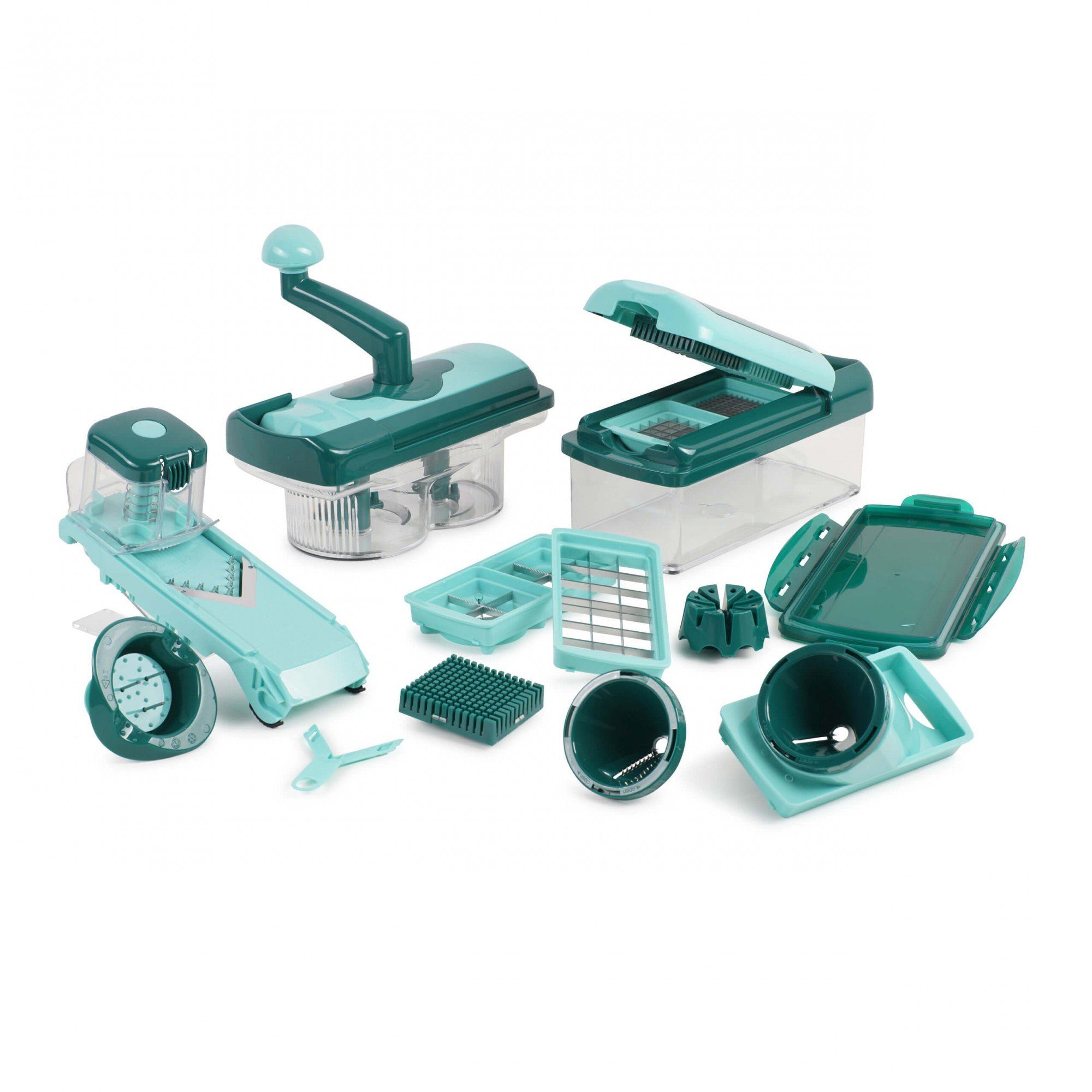 Genius Gemüseschneider Nicer Dicer Fusion smart, 23 Teile, Würfel, Stifte, Gemüsehobel mit 1250ml Fassungsvolumen