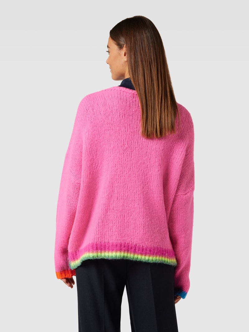 Strickpullover mit überschnittenen Schultern Modell 'PEACE' in pink