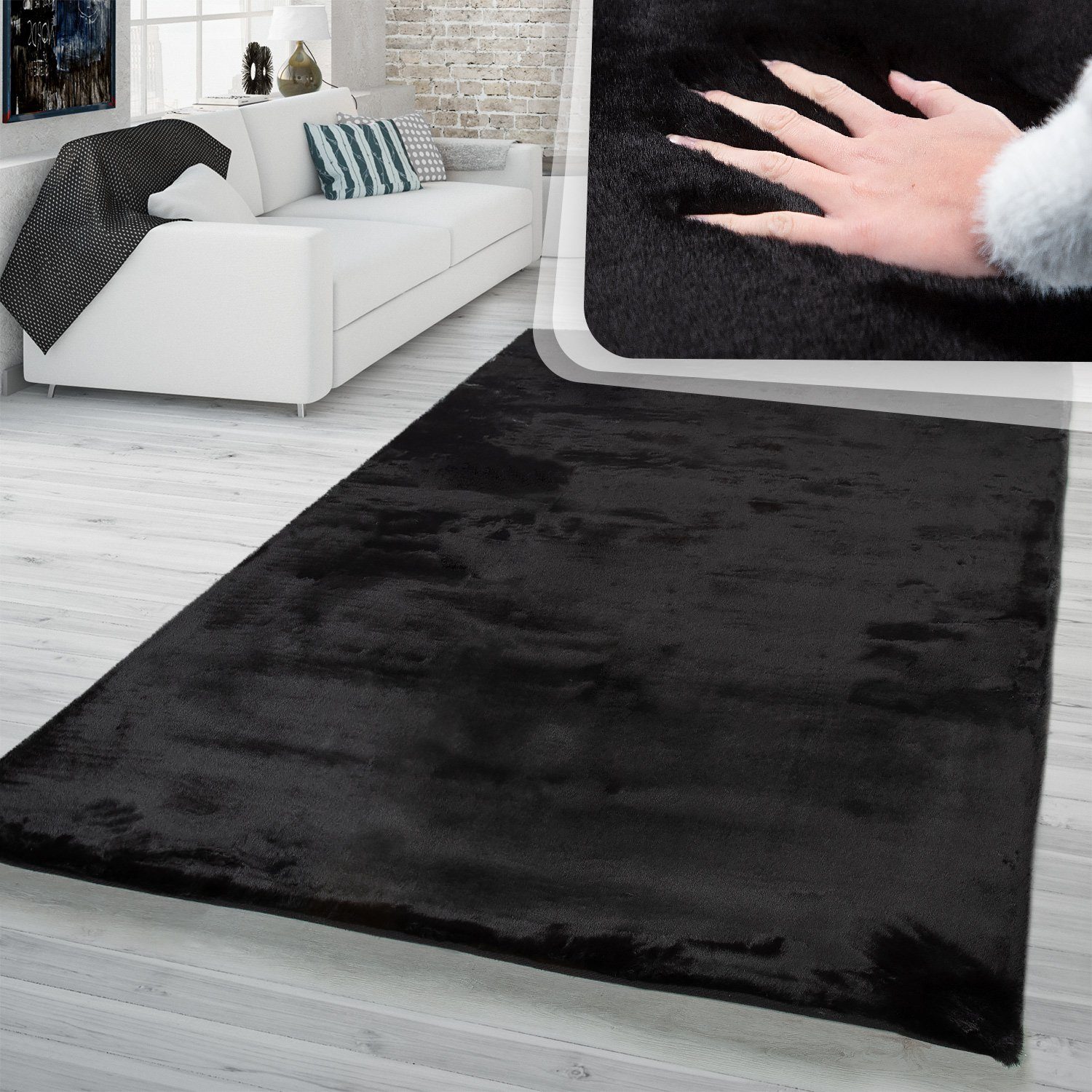 Fellteppich Hochflor Teppich Wohnzimmer Kunstfell Super Soft, TT Home, rechteckig, Höhe: 26 mm