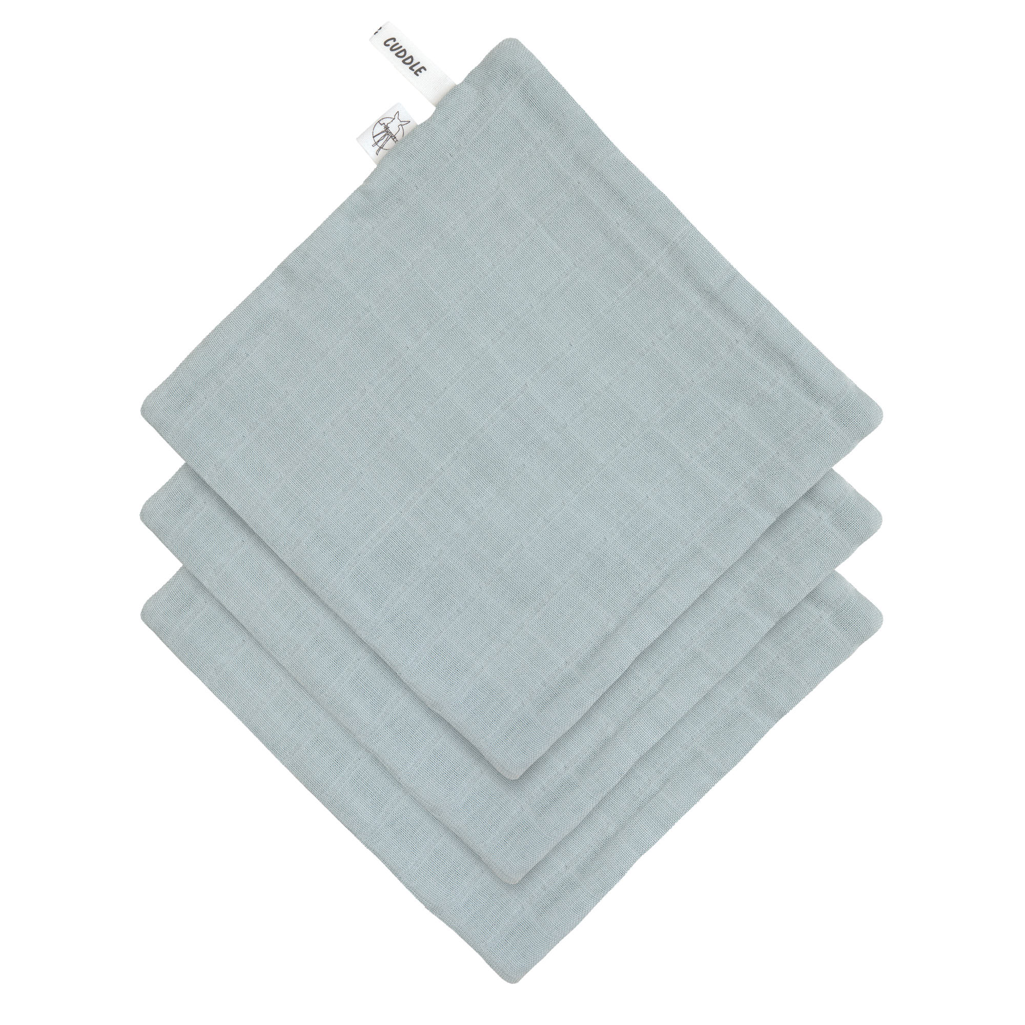 Musselin Waschlappen Baby 3er Set, Hellblau