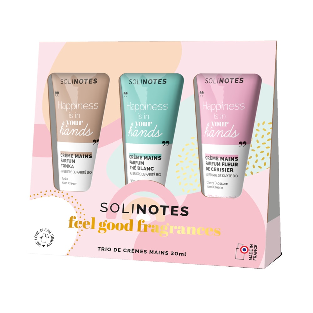 Solinotes Coffret Tonka, Thé Blanc, Fleur de Cerisier Crèmes mains