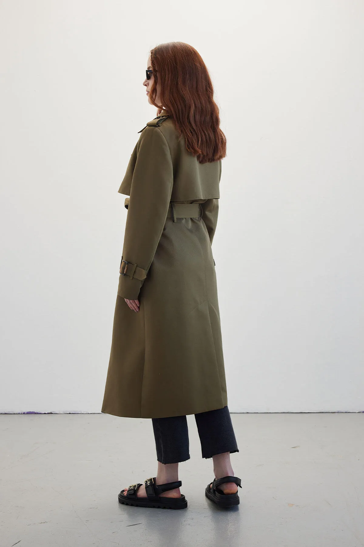 Manuka  Zweireihiger klassischer Trenchcoat in Khaki