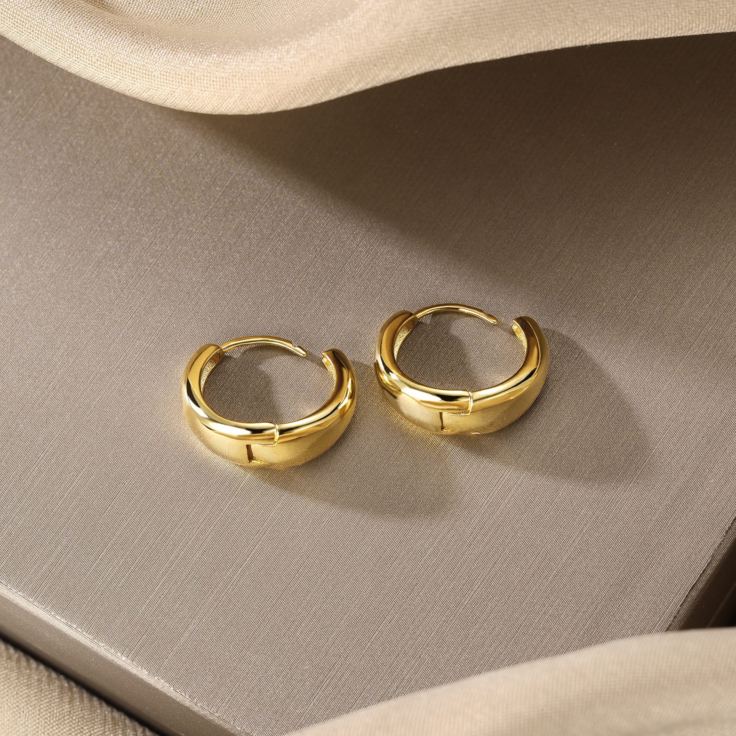 POCHUMIDUU Paar Ohrhänger 925 Silber Pin Drop Ohrringe (2-tlg., Drop Hoop Ohrringe Gold Chunky Hoop Ohrringe), für Frauen Teenager Mädchen