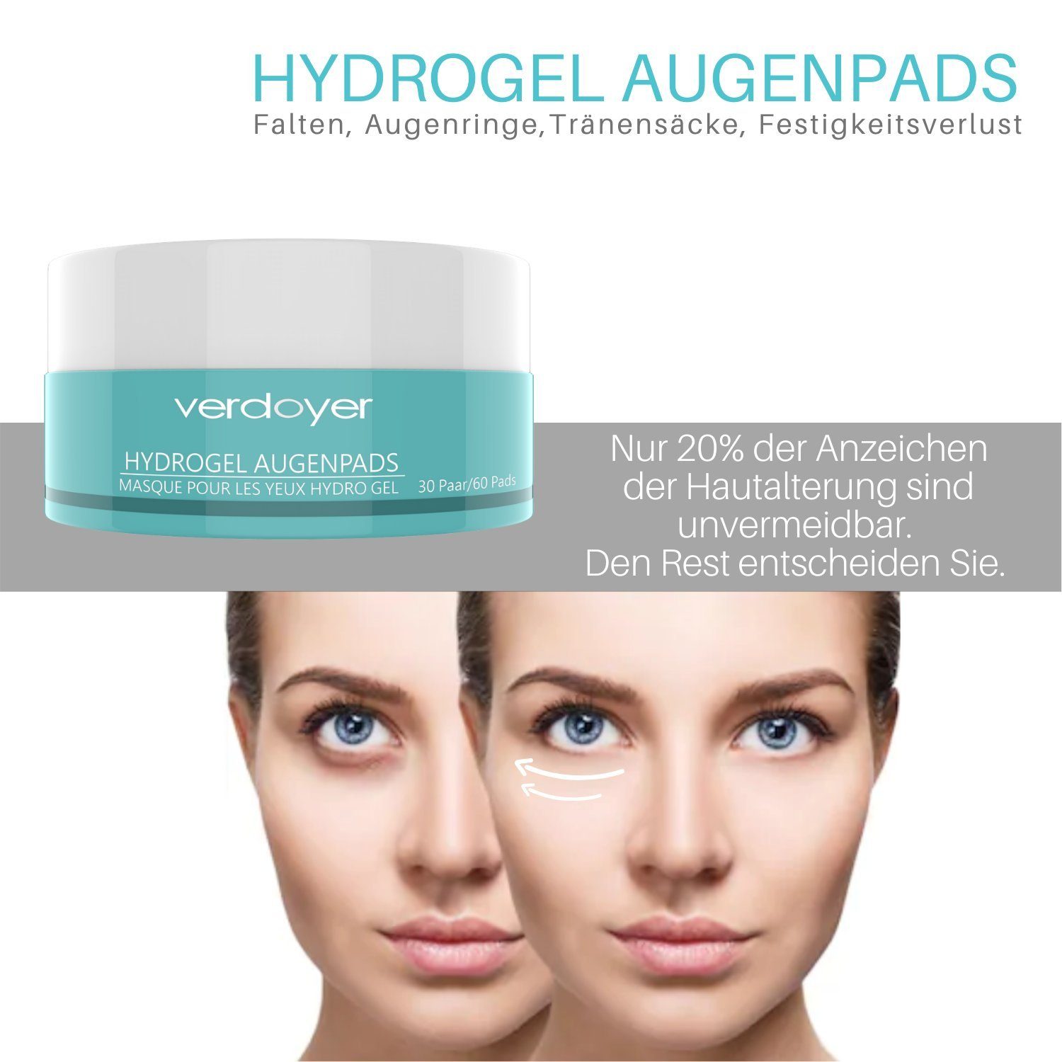 verdoyer Augenpads Augenpads gegen Augenringe, Tränensäcke & Fältchen 30 Paar Anti Aging, 30-tlg.