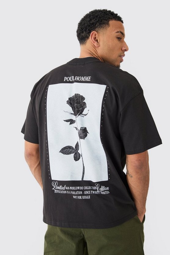 Oversize T-Shirt mit Rosen-Print