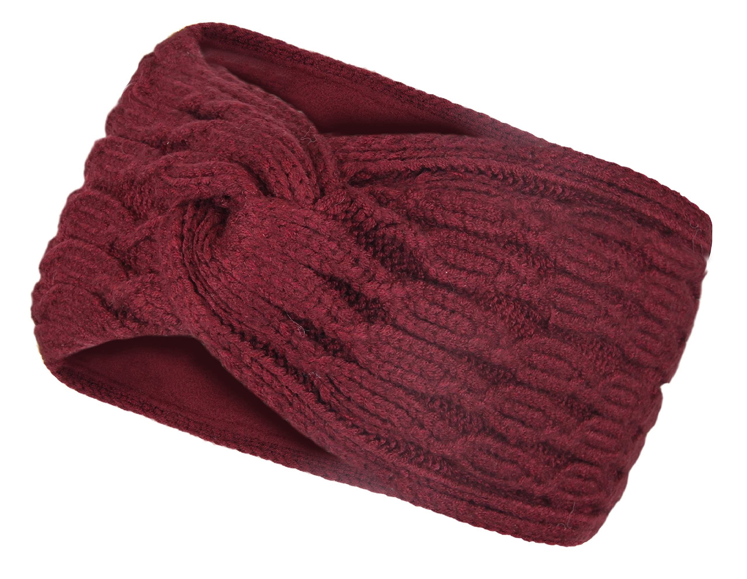 Frentree Stirnband Gefüttertes Warmes Damen Stirnband, Twist Desgin Haarband mit weichem Fleece Innenfutter, Mädchen Ohrenschützer Strick Schleife