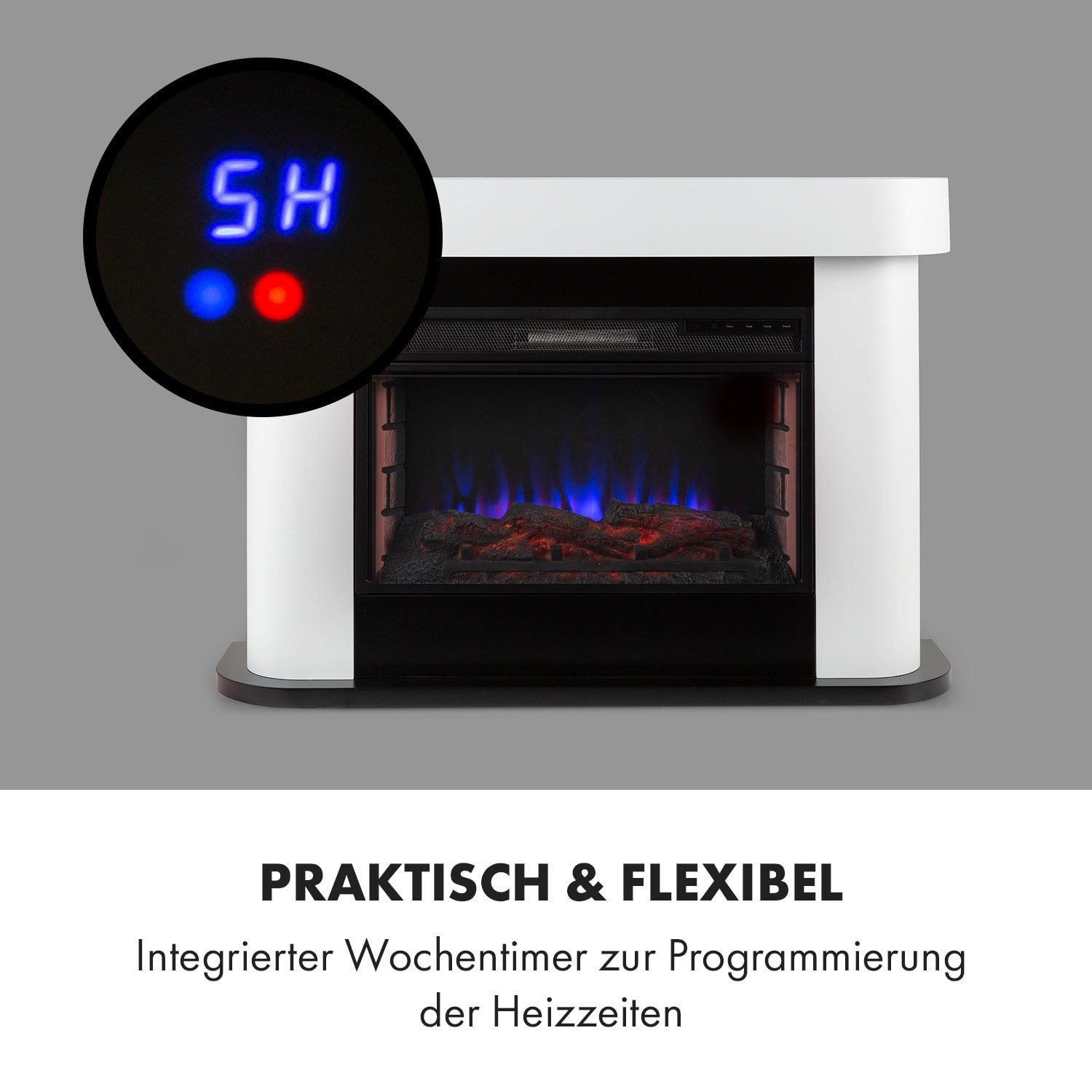 Klarstein Elektrokamin Aargau Smart, elektrischer Kamin mit Heizfunktion Heizlüfter elektrischer Kaminofen