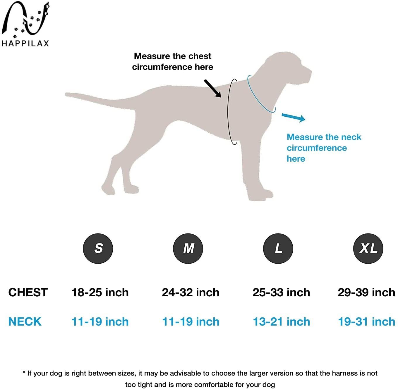 Happilax Hunde-Geschirr Gepolstertes & reflektierendes Hundegeschirr, Größe S, Schwarz S