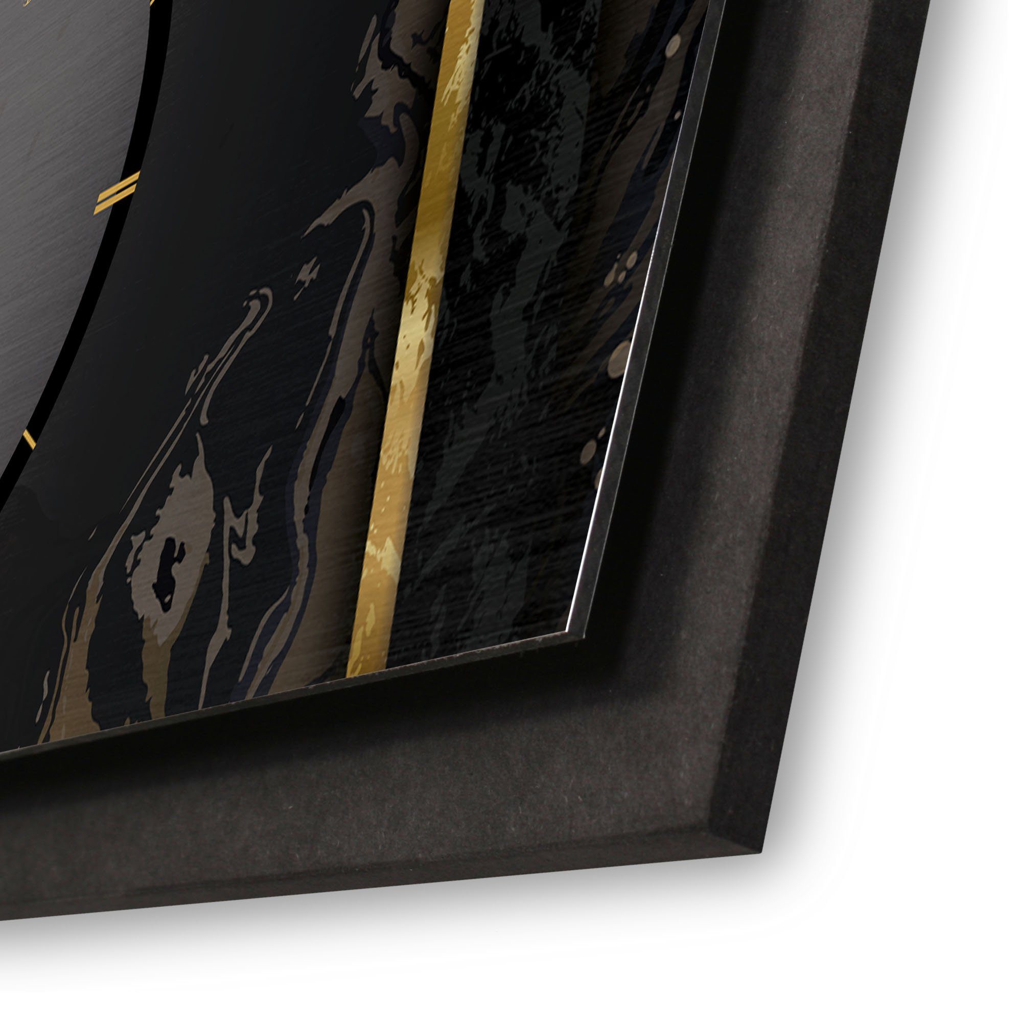Kreative Feder Wanduhr 3D Designer-Wanduhr Abstract Black (ohne Ticken; Funk- oder Quarzuhrwerk; elegant, außergewöhnlich, modern)