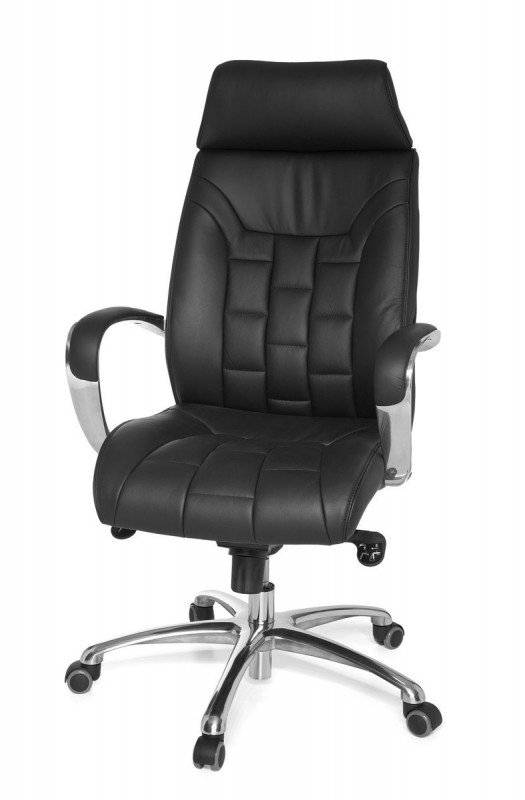 Amstyle XXL Chefsessel Echtleder schwarz, 5-Punkt Multiblock-Mechanik, Bürostuhl bis 120kg