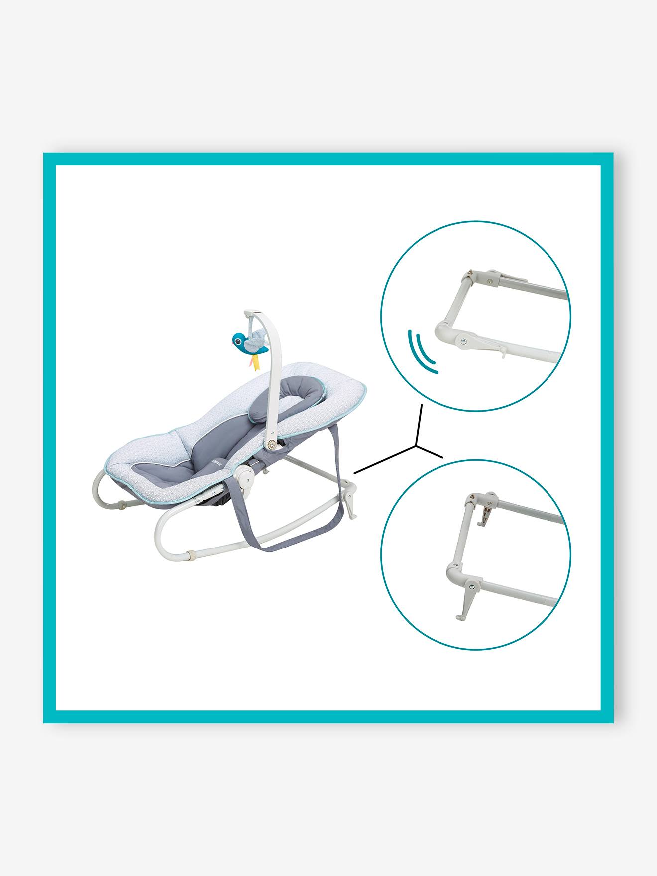 Transat BABYMOOV Graphik avec arche de jeux gris/pêche