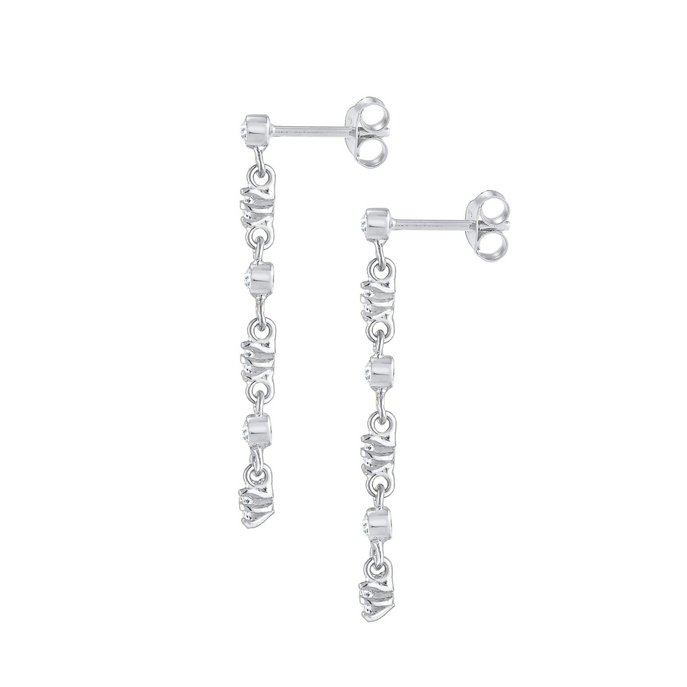 Elli Elli Boucles d'Oreilles Ohrhänger Zirkonia Rund 925 Silber Boucles d'oreilles