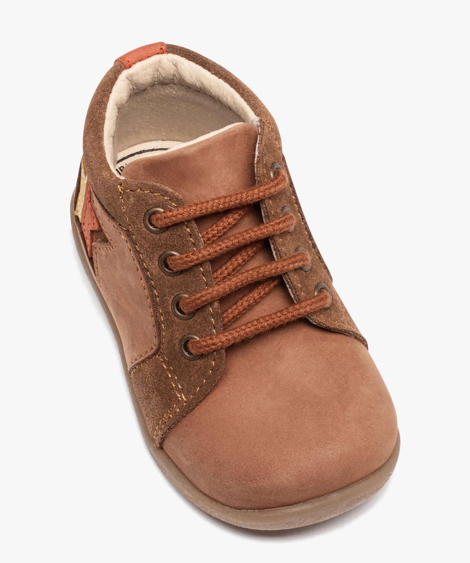Bottillons premiers pas bébé Garçon en cuir motif étoile camel | GEMO