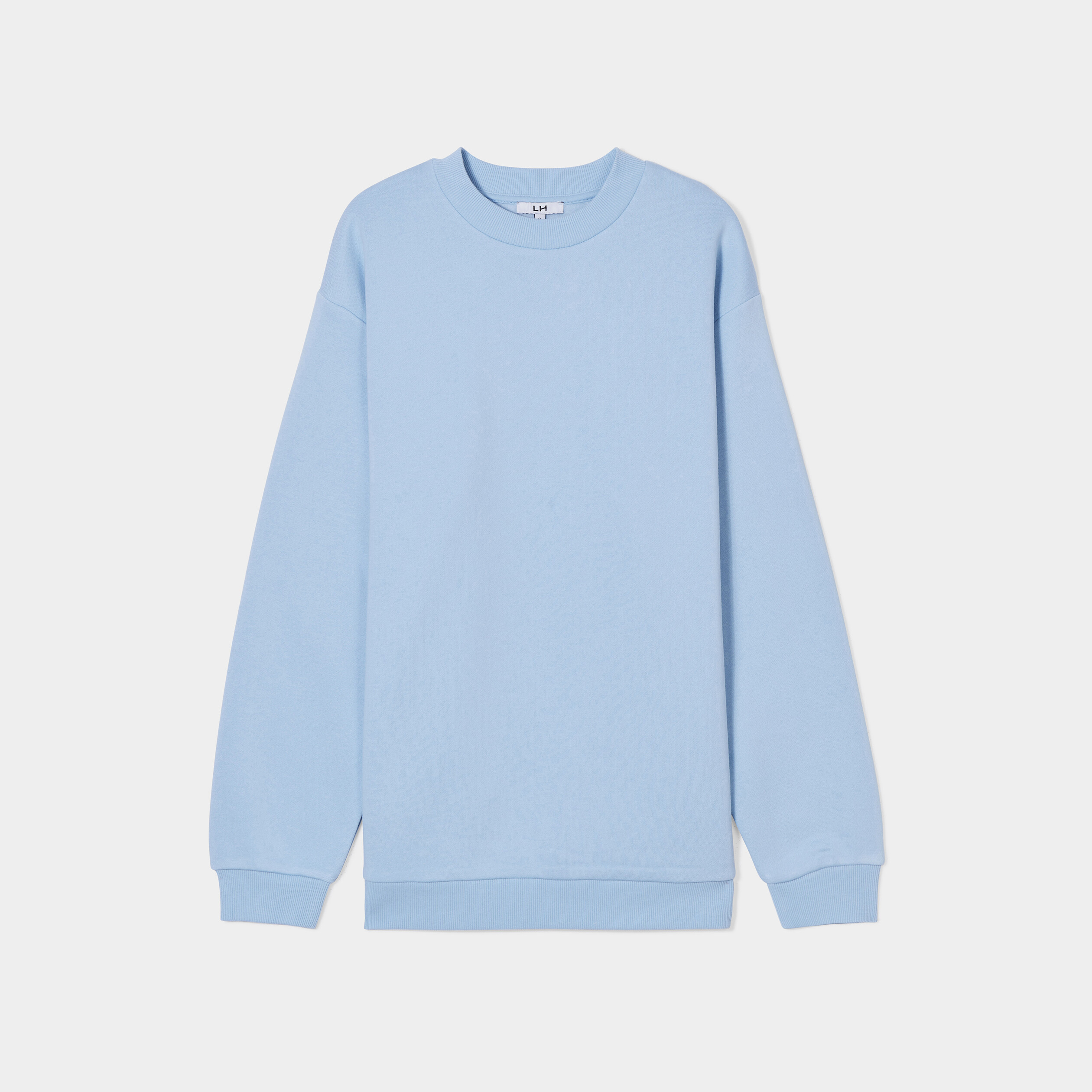 Sweat oversize mi-long col rond bleu gris femme | La Halle