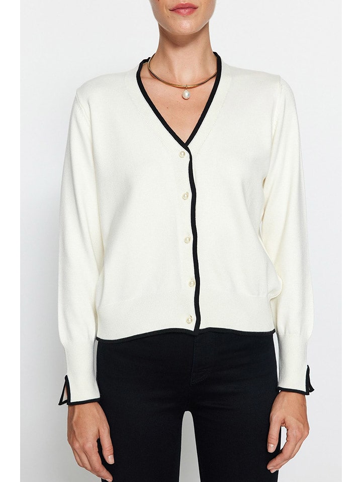 trendyol Cardigan in Creme/ Schwarz günstig kaufen