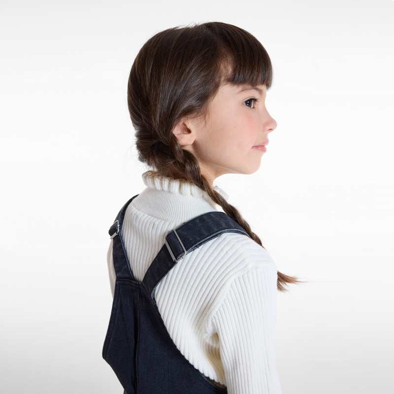 Robe-salopette en jean noire fille