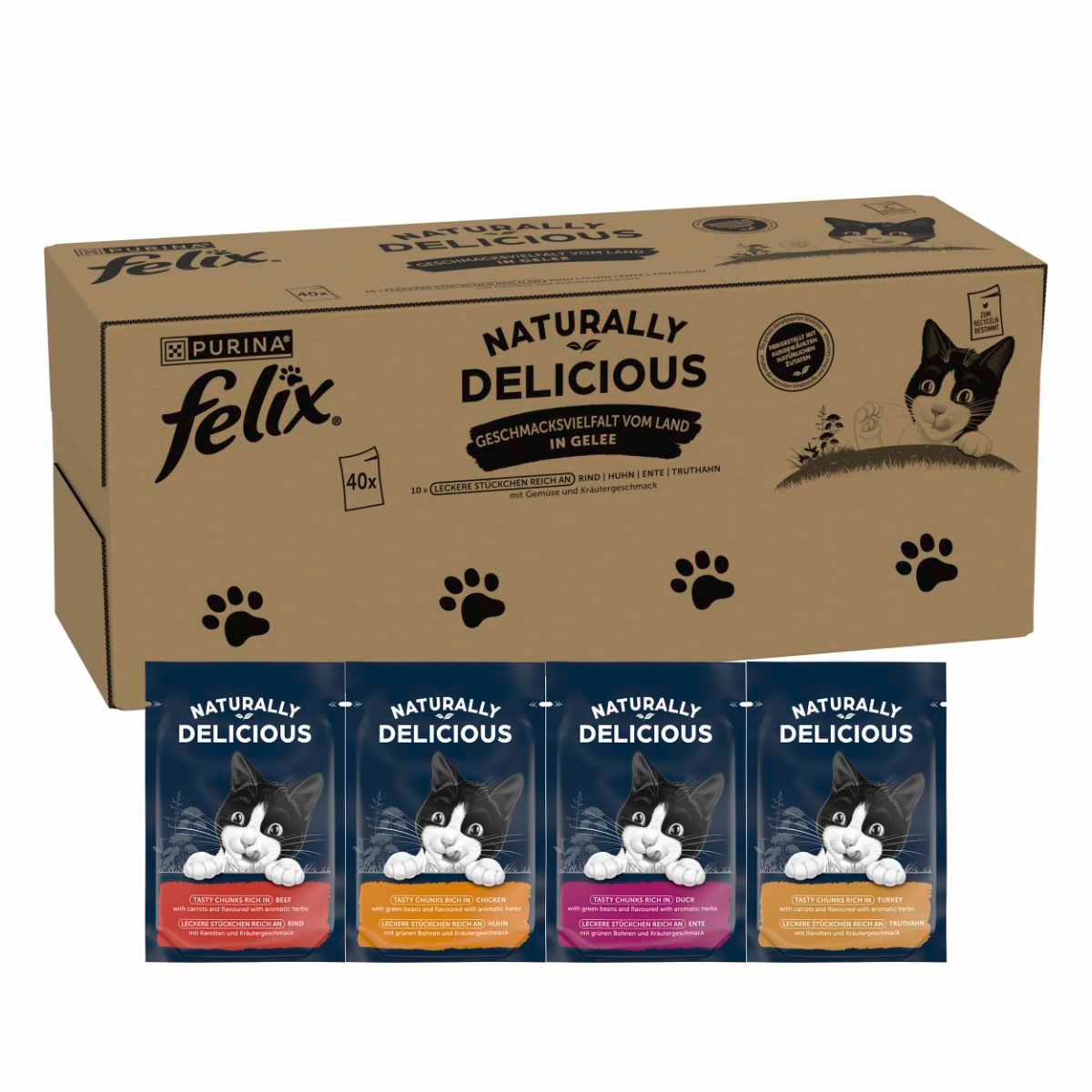FELIX Naturally Delicious Vielfalt vom Land 80x80g bei ZooRoyal